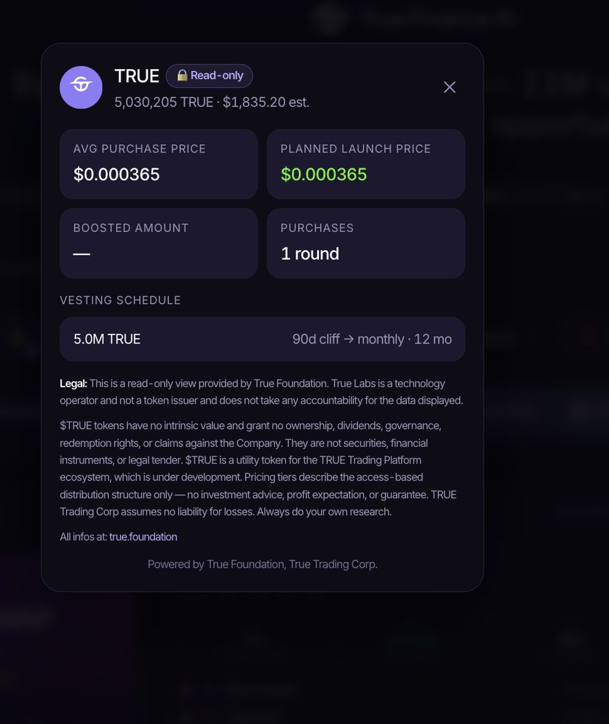 $TRUE-Allokation in der Wallet